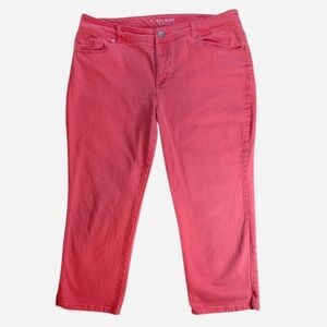 Coral Pink Cropped Pants With Cotton Stretch, Size 12